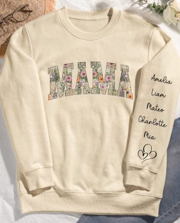 Retro Floral Preppy Mama Gift For Mother'S Day - Personalized Sweatshirt